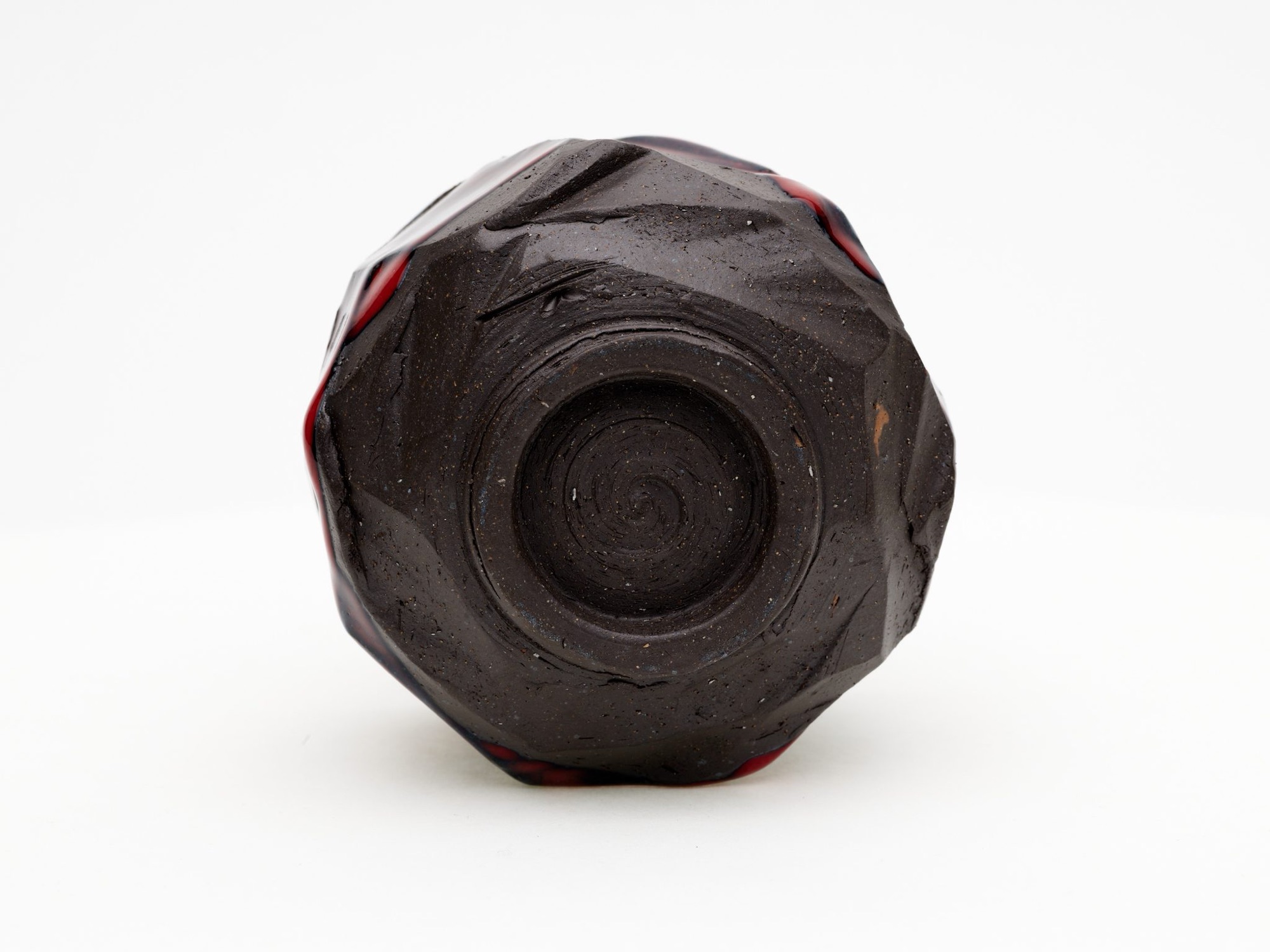 Hand-carved, Copper Red Chawan